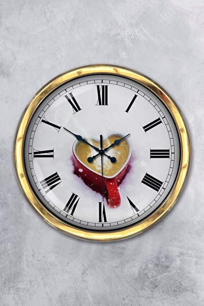 Platin Saat ساعة حائط على شكل قلب معدني ذهبي مقاس 40 سم