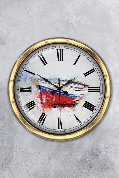 Kasva Concept Gift 40 cm Gold Metal Boat Wall Clock