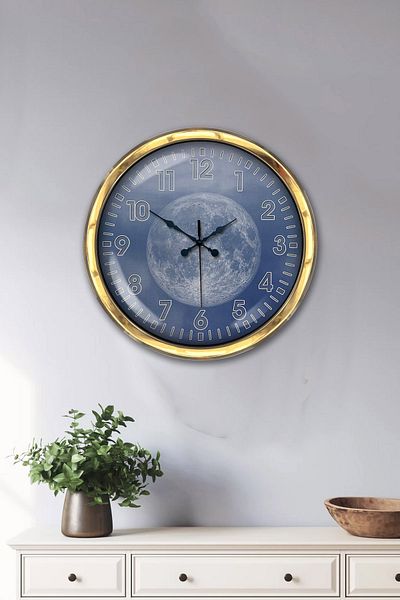 Kasva Concept Gift 40 cm Gold Metal World Wall Clock