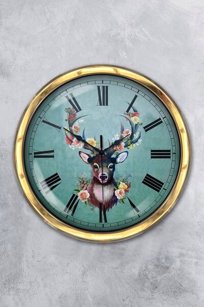 Platin Saat هدية ساعة حائط غزال معدنية ذهبية مقاس 40 سم