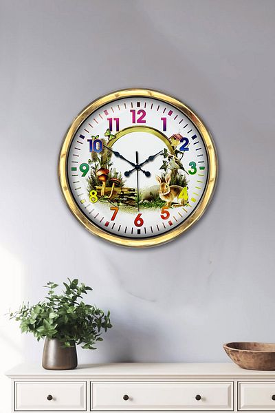 Kasva Concept Cadou 40 cm Metal Aur Natural Forest Life Ceas de perete