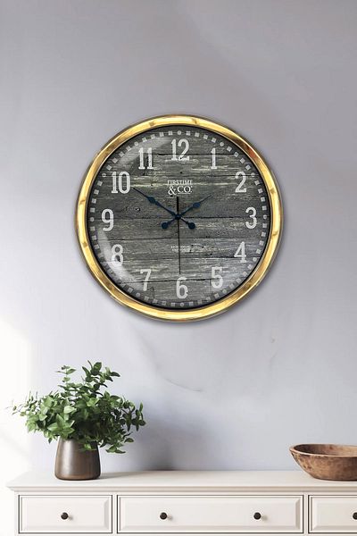 Kasva Concept Gift 40 cm Gold Metal Firstime Wall Clock