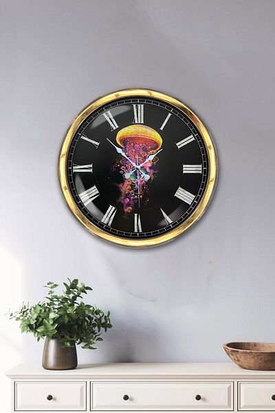 Kasva Concept 40 cm Gold Metal Jellyfish Wall Clock