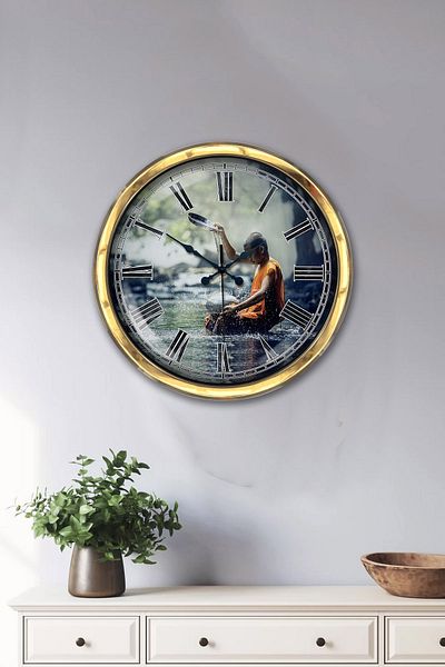Kasva Concept 40 cm Gold Metal Natural Life Wall Clock