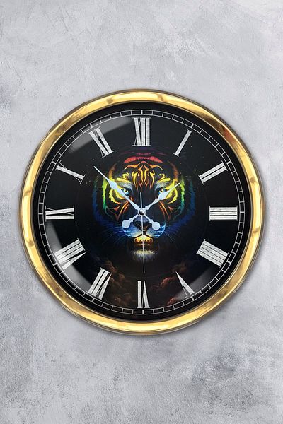 Kasva Concept Gift 40 cm Gold Metal Animals Wall Clock