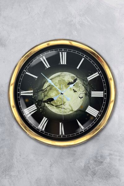 Kasva Concept هدية ساعة حائط ليلية معدنية ذهبية مقاس 40 سم