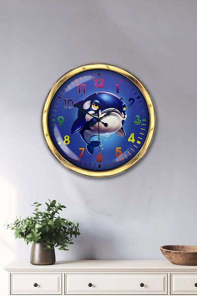 Kasva Concept 40 cm Gold Metal Sea Child Wall Clock