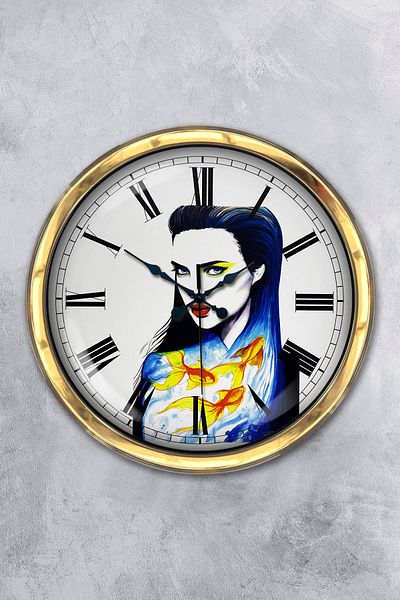 Kasva Concept Gift 40 cm Gold Metal Figure Wall Clock