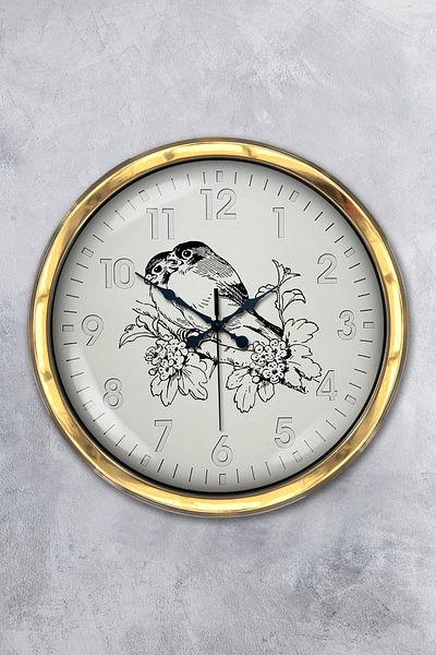 Kasva Concept Cadou 40 Cm Ceas de Perete Pasari Metal Aur
