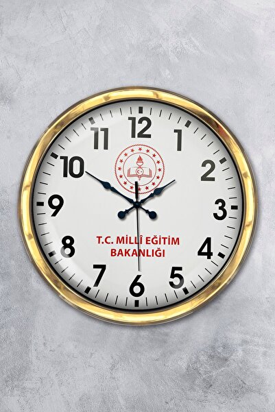 Platin Saat 40 cm Gold Metal National Training Wall Clock