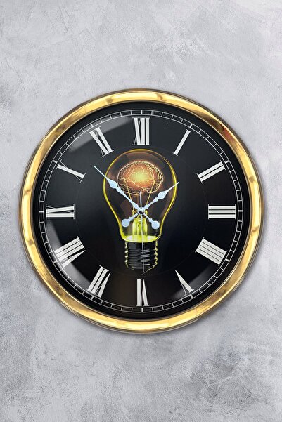 Platin Saat Gift 40 cm Gold Metal Bulb Wall Clock