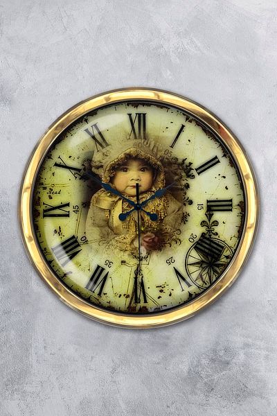 Kasva Concept Gift 40 cm Gold Metal Baby Wall Clock