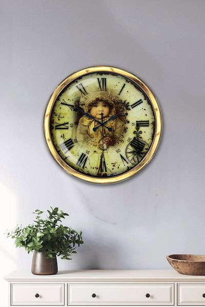 Kasva Concept Gift 40 cm Gold Metal Baby Wall Clock
