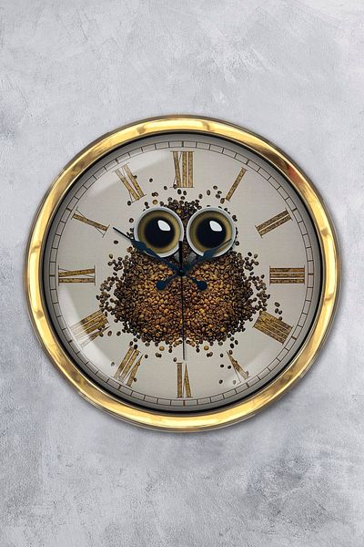 Kasva Concept Gift 40 cm Gold Metal Brown Wall Clock Clock