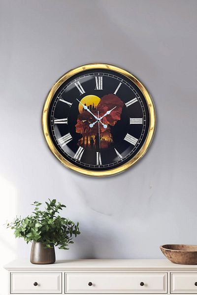 Kasva Concept Δώρο 40 εκ. Χρυσό Μεταλλικό Ξεχωριστό Ρολόι Τοίχου Κόσμου