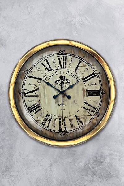Platin Saat هدية ساعة حائط مقهى دي باريس معدنية ذهبية مقاس 40 سم