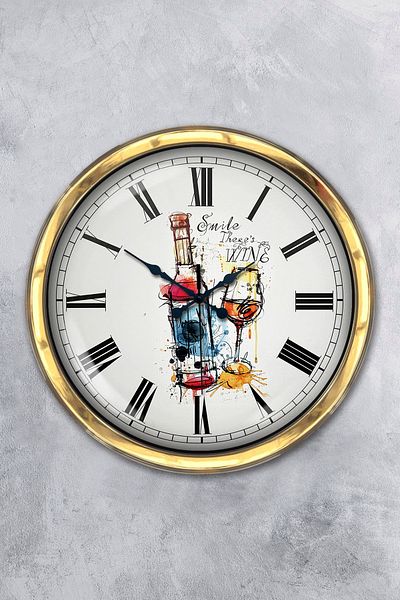 Kasva Concept Gift 40 cm Gold Metal Bar Wall Clock