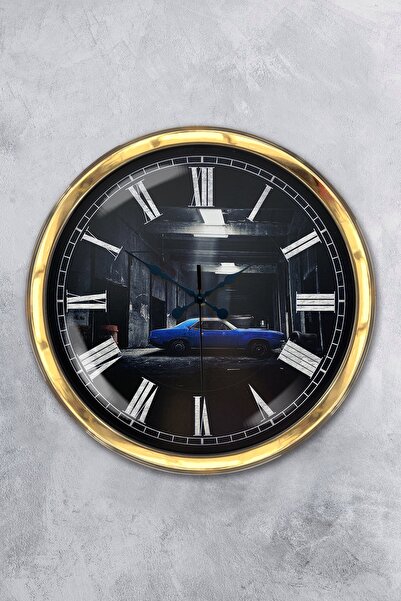 Platin Saat هدية ساعة حائط سيارة معدنية ذهبية مقاس 40 سم