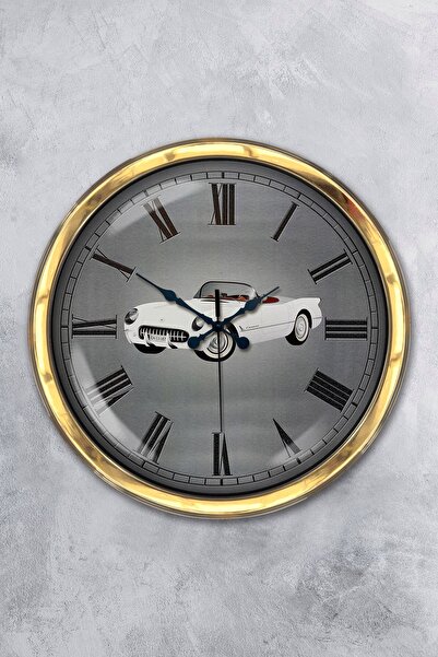 Platin Saat هدية ساعة حائط سيارة معدنية ذهبية مقاس 40 سم