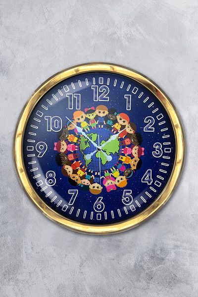 Kasva Concept Children's Room 40 cm Gold Metal Peace Wall Clock