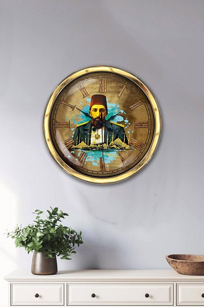 Kasva Concept 40 cm Gold Metal Abdulhamit Khan Wall Clock