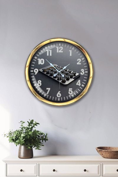 Kasva Concept Διακόσμηση 40 εκ. Χρυσό Μεταλλικό Λογιστικό Ρολόι τοίχου