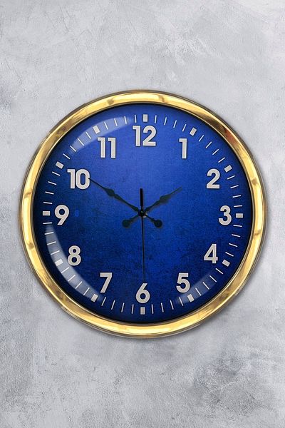 Kasva Concept Ceas Cadou 40 Cm Aur Metal Albastru Ceas de Perete