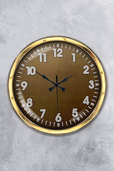 Kasva Concept Gift 40 cm Gold Metal Brown Wall Clock