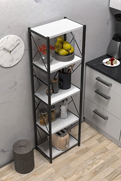 Morpanya Arfelix Metal Tekli Mutfak Rafı Malzeme Dolabı 5 Raflı Mikrodalga Fı...