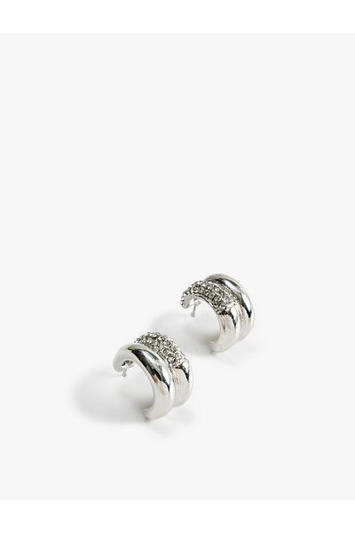 Koton Two Rows Stone Detailed Hoop Earrings