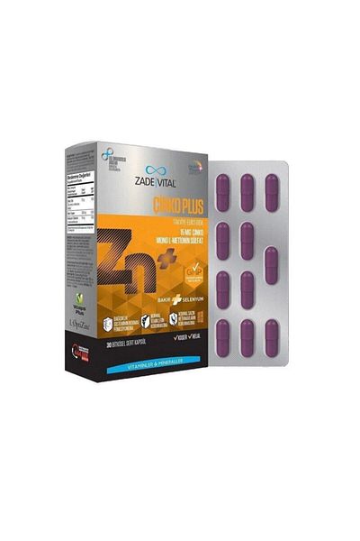Zade Vital Zinc Plus Food Supplement 30 Herbal Hard Capsules
