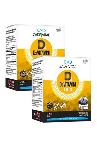 Zade Vital D3 Vitamini 1000 Iu Çörek Otu Yağı (NİGELLA SATİVA) Içeren Sprey Damla 20 ml (2 ADET)