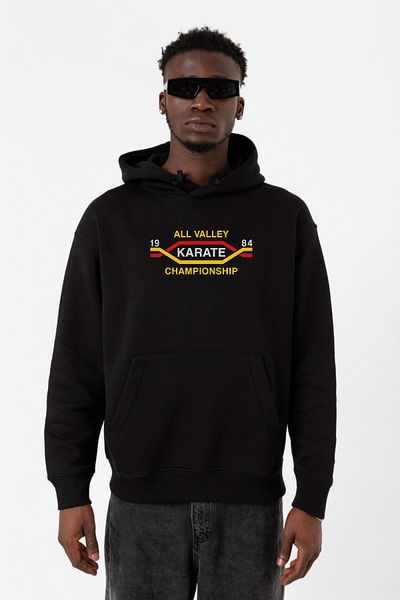 Tshirthane Мъжки суитшърт с качулка Cobra Kai All Valley Karate Championship 1984, черен