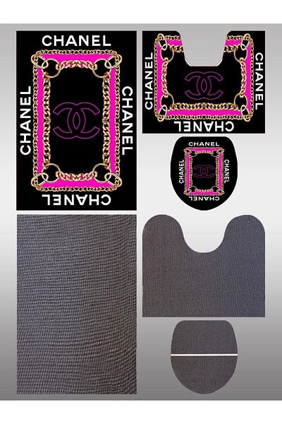 Doruklar Home Collection Σετ καθίσματος τουαλέτας 3 τεμαχίων που πλένεται με αντιολισθητική βάση με διακοσμητικό σχέδιο Σετ χαλάκι μπάνιου