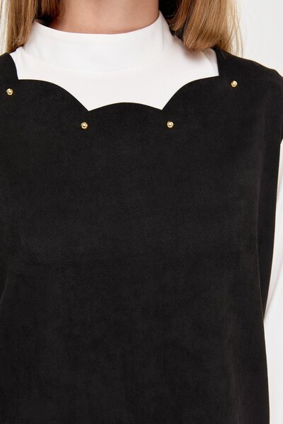 Esswaap Lazer Kesim Detaylı Üçlü Etekli Takım  Siyah