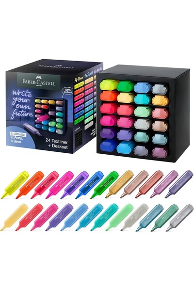 Faber Castell Textliner 46 Fosforlu Kalem Masa Seti - 24 renk