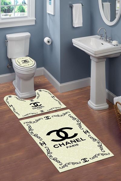 Doruklar Home Collection Σετ καθίσματος τουαλέτας 3 τεμαχίων που πλένεται με αντιολισθητική βάση με διακοσμητικό σχέδιο Σετ χαλάκι μπάνιου