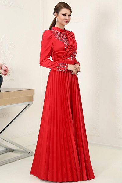 Modaviki Sn72 Model Orchid Red Evening Dress