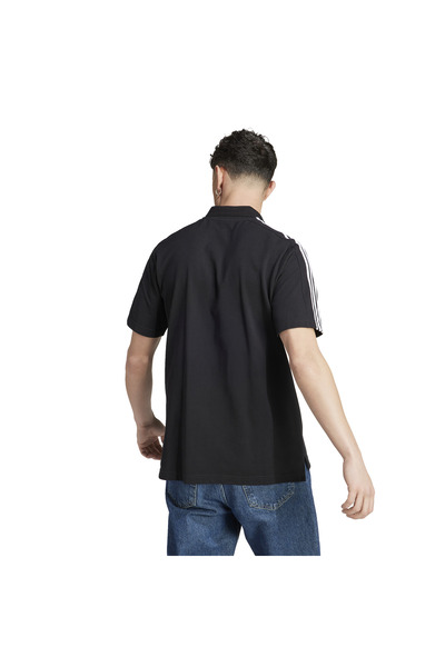 adidas Ανδρικό μπλουζάκι πόλο - Piqué Bordado, Μικρό λογότυπο, 3 ρίγες, Μαύρο, Essentials Ic9310