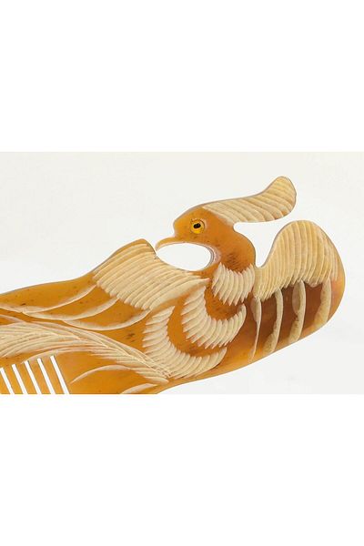LiderGlobal Peacock Carved Bone Comb