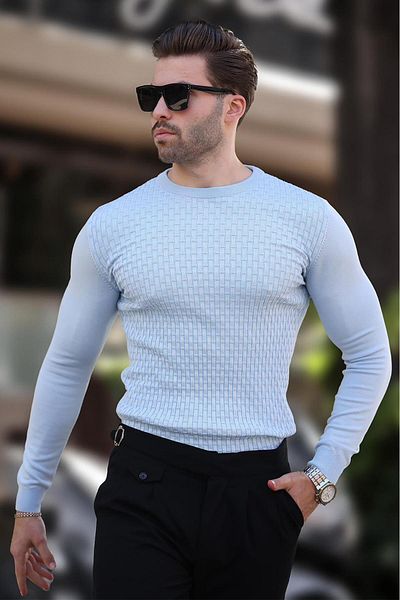 Madmext Pulover pentru bărbați 7266 - cu model albastru