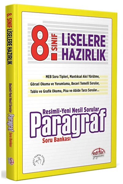 Editör Yayınevi Editör Yayınları 8. Sınıf Resimli Yeni Nesil Sorularla Paragr...