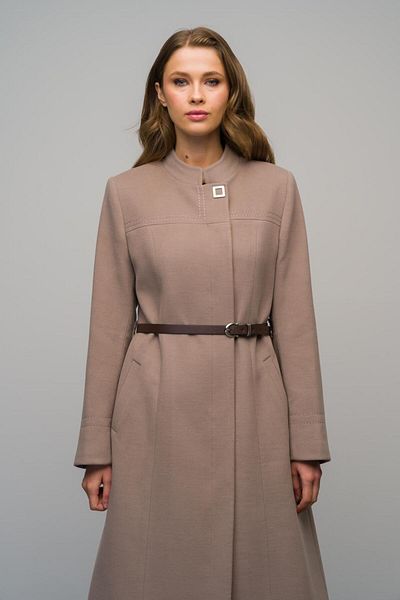 Olcay Mink 3065 - Palton cu fermoar și accesorii pentru centură, detaliu brodat