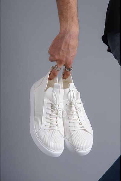 BOA Kb 112 Tricotaje albe Pantofi casual pentru bărbați, cu șireturi