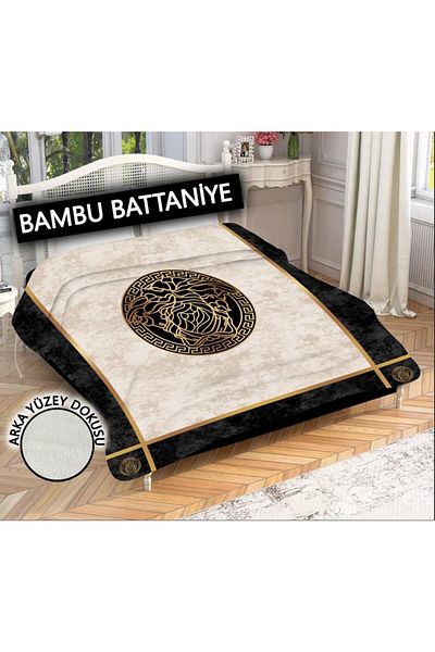 Doruklar Home Collection Decorative Modern Patterned 100% Bamboo Fabric Blanket