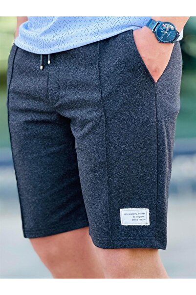 Miron Ανδρικό σορτς-ανθρακί με μεσαία ραφή μπροστά