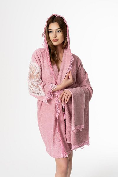 Ender Home Σετ μπουρνούζι Lena Bride 5 τεμαχίων Δαντελένιο Σετ προίκας