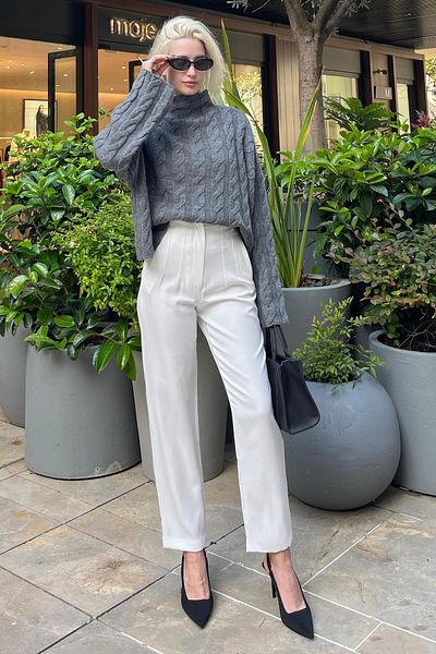 Madmext Turtleneck Anthracite Knitted Sweater - Mg2172