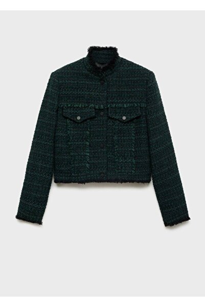 MANGO Woman High Collar Tweed Jacket