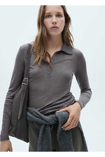 MANGO Woman Polo shirt with buttoned collar